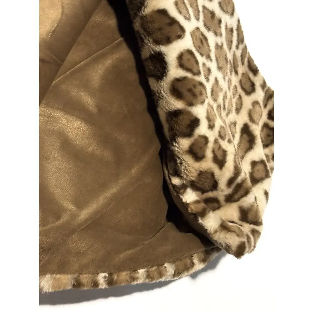Neiman Marcus Leopard Animal Print Faux Fur Mink Throw Blanket Cheetah 50